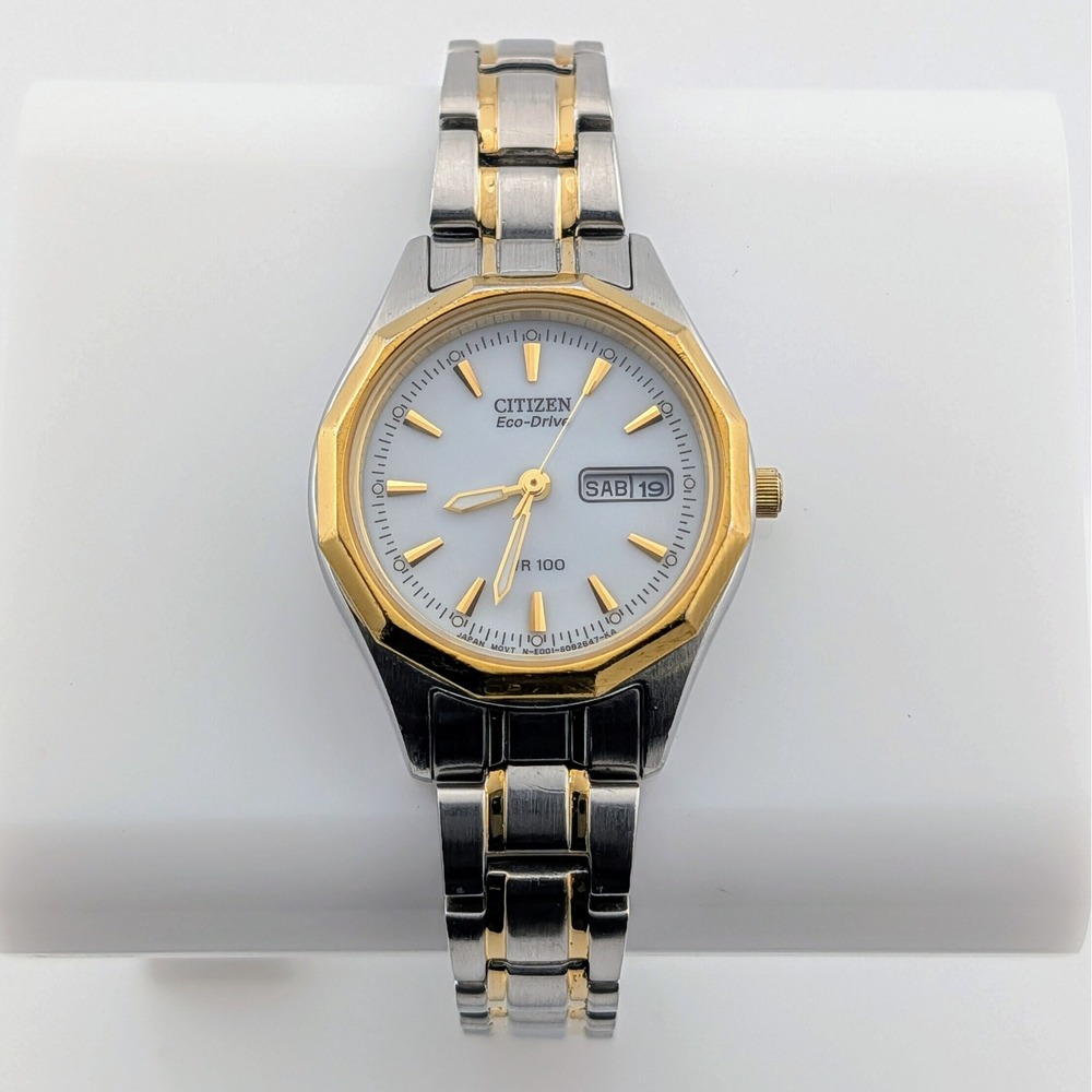 Citizen Eco-Drive Corso E001-S053480 Two-Tone Day Date Women's Watch 26mm 6.75"